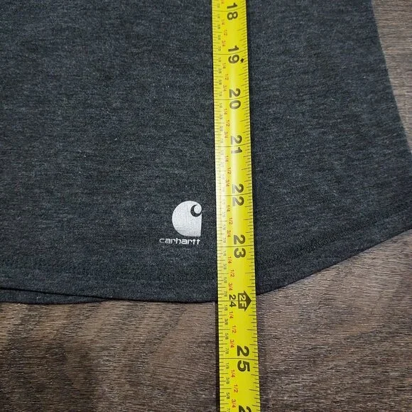 Carhartt Shirt Womens Small Long Sleeve Work 1/4 Zip Gray Fitted Thumb Holds - Picture 4 of 12